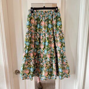 Trovata Makena B Skirt in Spring Tendril Size Small Color Green White